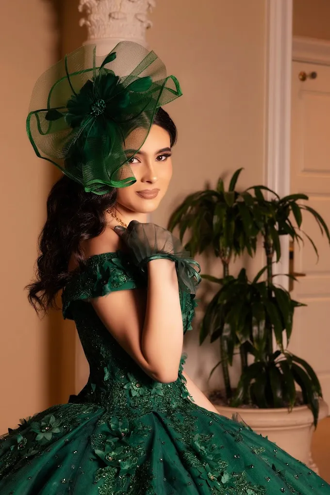 quince dark green dress