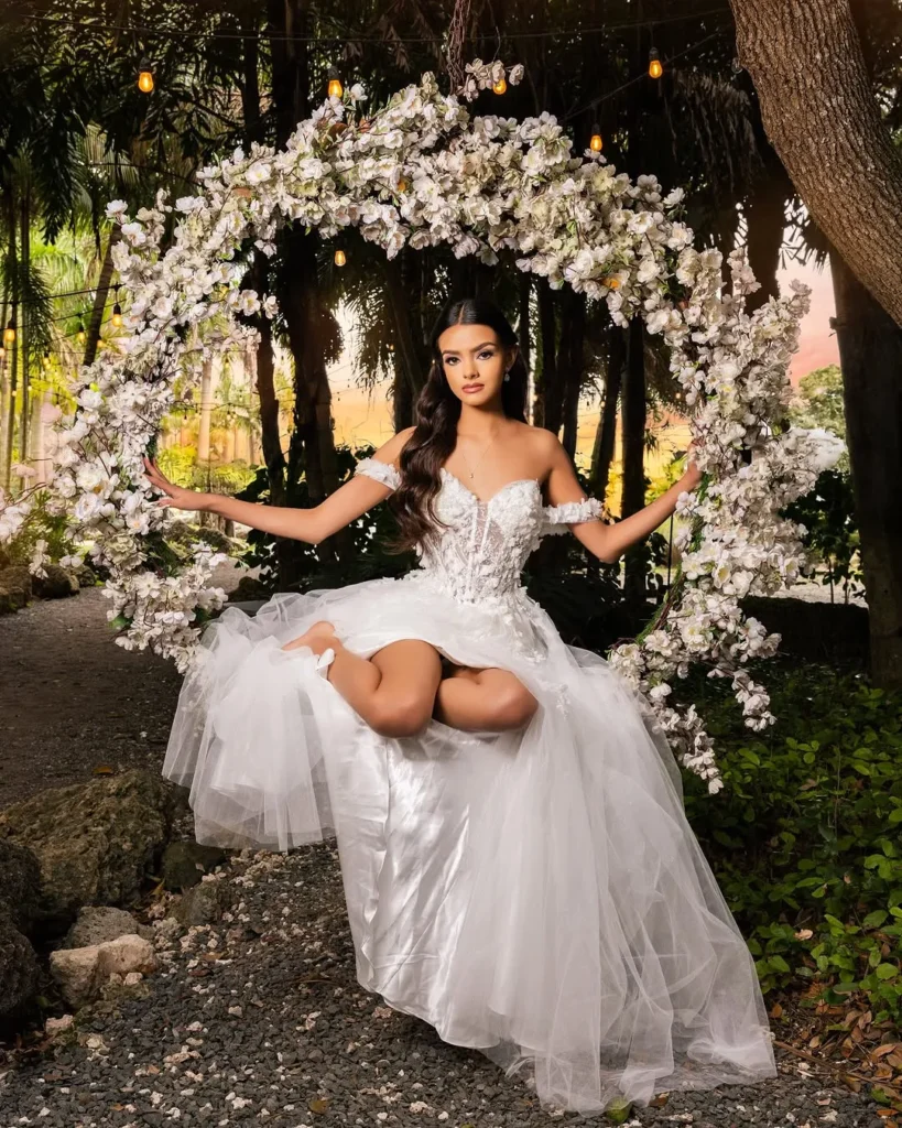 Elegant white quince dress