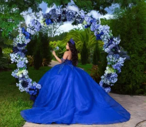 Elegant dark blue quince dress