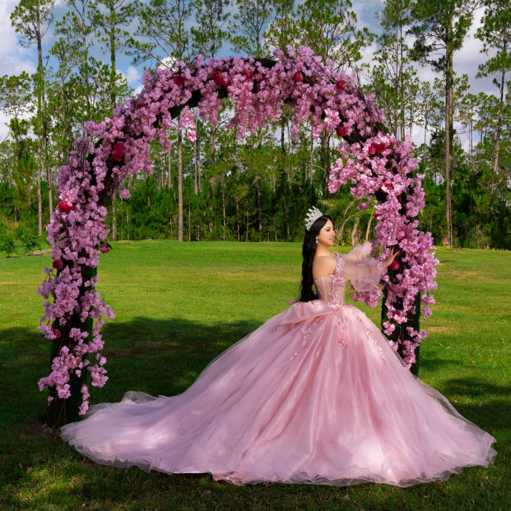 Rose gold pink dress for modern quinceañera