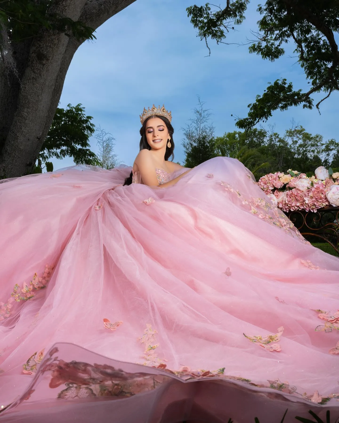 Modern pink quince dress with unique style