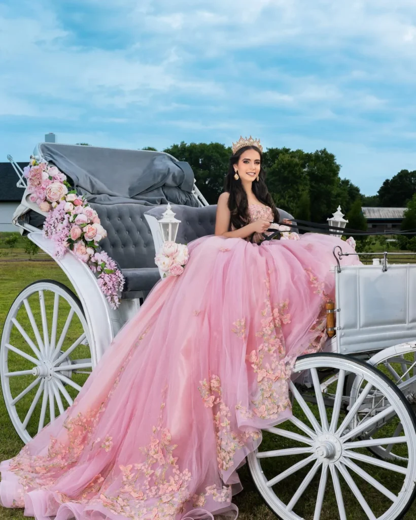 Blush pink quince dress for sweet 15 party